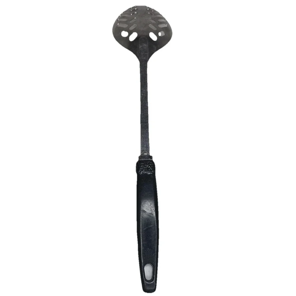 Vintage EKCO Slotted Spoon Stainless Steel Black‎ Handles USA